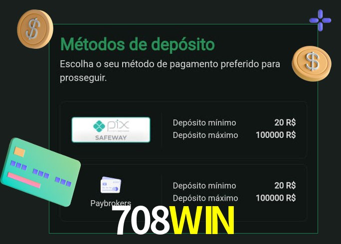 O cassino 708WIN oferece uma grande variedade de métodos de pagamento